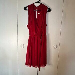 Beautiful Boston Proper Sassy Red Dress V neck pleaded Size 18